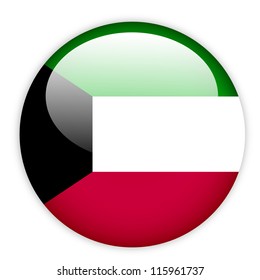 Kuwait flag button on white