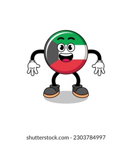 kuwait flag cartoon with surprised gesture , character design