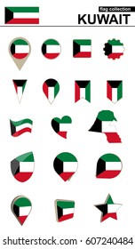 Kuwait Flag Collection. Big set for design. Vector Illustration.
