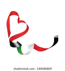 Kuwait flag colors heart ribbons on white Background, vector illustration.