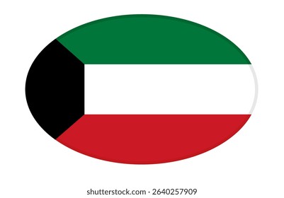 Kuwait flag ellipse shaped. vector	
