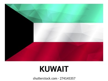 Kuwait Flag, geometric polygonal shapes. Vector illustration.
