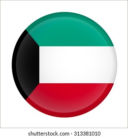 Kuwait flag Glossy Button - Vector
