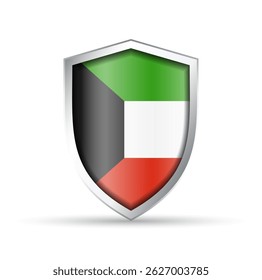 Icono de escudo brillante de la bandera de Kuwait