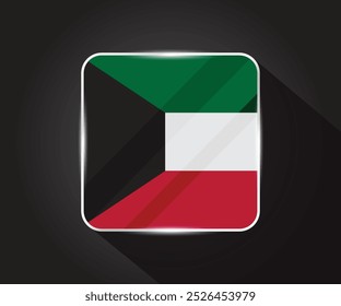Ilustração do ícone quadrado brilhante da bandeira do Kuwait 