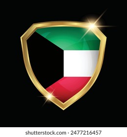 Kuwait Flag Golden Shield Logo