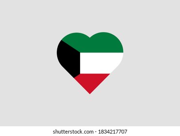 Kuwait-Fahne in Herzumriss