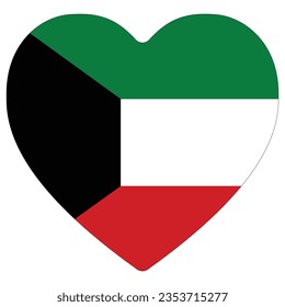 Kuwait flag heart shape. Flag of Kuwait heart shape