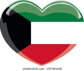 Kuwait flag in a Heart vector, sticker