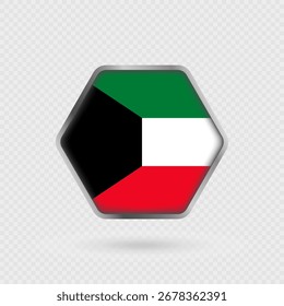 Kuwait flag in a hexagon frame.