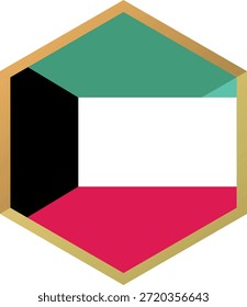 Kuwait Flag Hexagon Icon Flat Design