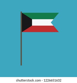 Kuwait flag icon in flat design. Independence day or National day holiday concept.