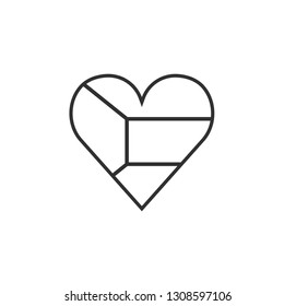 Kuwait flag icon in a heart shape in black outline flat design. Independence day or National day holiday concept.