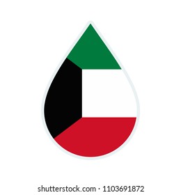 Kuwait flag icon. Water icon. Drop water. Kuwait badge. Flag drop.