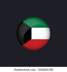 Kuwait flag icon,Round Kuwait flag icon vector isolated,Kuwait flag button.