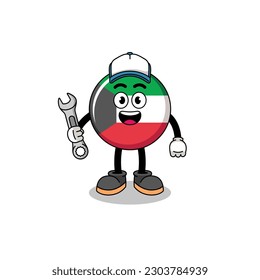 kuwait flag illustration cartoon as a mechanic , character design