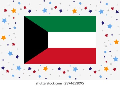 Kuwait Flag Independence Day Celebration With Stars
