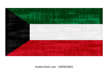 Kuwait flag isolated on white background. Vector illustration in grunge style.