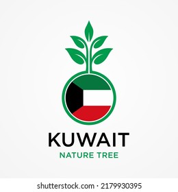 Bandera de Kuwait icono del logo de la hoja, símbolo del logo de la nación natural, plantilla vectorial, logo de la nación arbolada