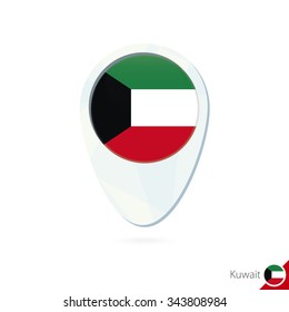 Kuwait flag location map pin icon on white background. Vector Illustration.