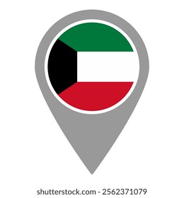 Kuwait flag location pin, flag application, Flag on Location Pin, graphic design, map pointer, vector illustration.