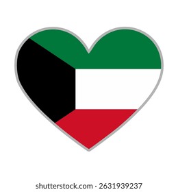 Kuwait flag. Kuwait love flag. Kuwait flag in heart shape. Love symbol. Vector illustration