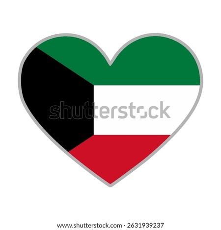 Kuwait flag. Kuwait love flag. Kuwait flag in heart shape. Love symbol. Vector illustration