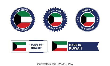 Kuwait flag, Made in Kuwait. Tag, Seal, Stamp, Flag, Icon vector