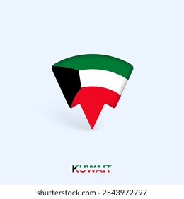Kuwait Flag Map Pointer Design with Shadow. Vector illustrator.