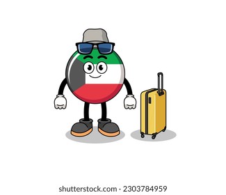 mascota de la bandera kuwait haciendo vacaciones , diseño de caracteres