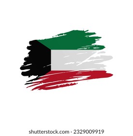 Kuwait flag - nation vector country flag trextured in grunge scratchy brush stroke.