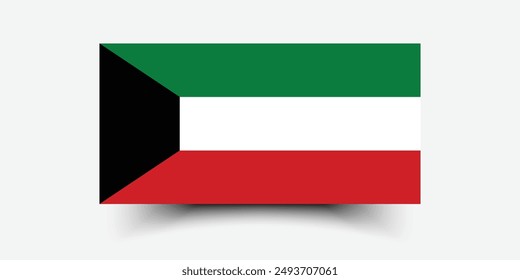 Kuwait flag. Flag of Kuwait. The official ratio. Flag icon. Standard color. Standard size. A rectangular flag. Computer illustration. Digital illustration. Vector illustration.