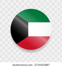 Kuwait-Flagge auf Knopf glänzendes Glas