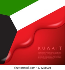 Kuwait Flag on Creamy Liquid Dripping : Vector illustration