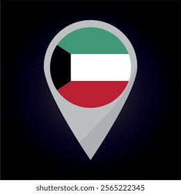 Kuwait Flag on Location Pin. vector illustration