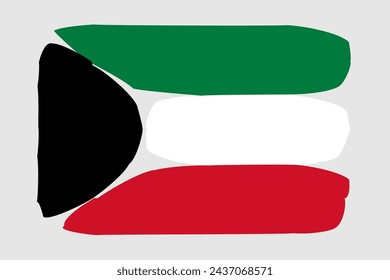 Bandera de Kuwait - ilustración vectorial de diseño pintado. Estilo de pincel vectorial