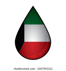 The kuwait flag painted on 3D water drop