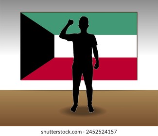 Kuwait flag paper texture, single-piece element, vector design, Kuwait flag taped on wall, decoration or celebration idea