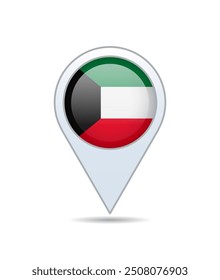 Kuwait - Flaggenstift für Karte. Vektorgrafik.