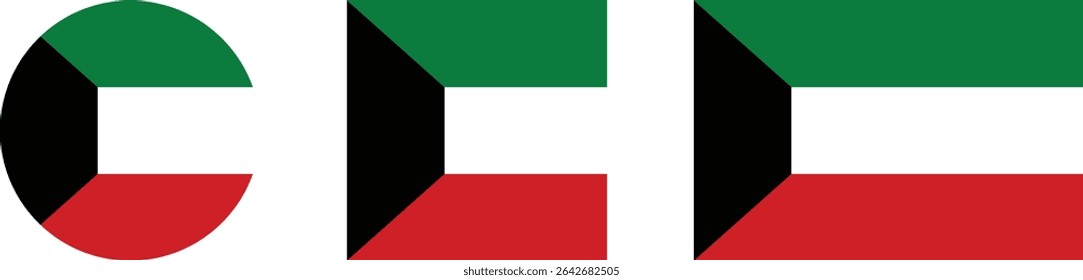 
Kuwait flag PNG vector. Kuwait square and round icon isolated on transparent PNG background. Kuwait flag icon.
