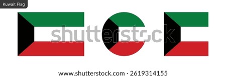 Kuwait flag PNG vector. Kuwait Square and round icon isolated on transparent PNG background. Kuwait flag icon.eps