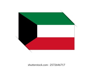 Kuwait flag - rectangle colorful flag representing a country cultural identity and heritage. The essence of national pride and unity. Attached by the corners in a paper album