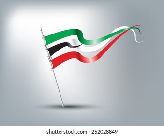 Kuwait Flag with Ribbon