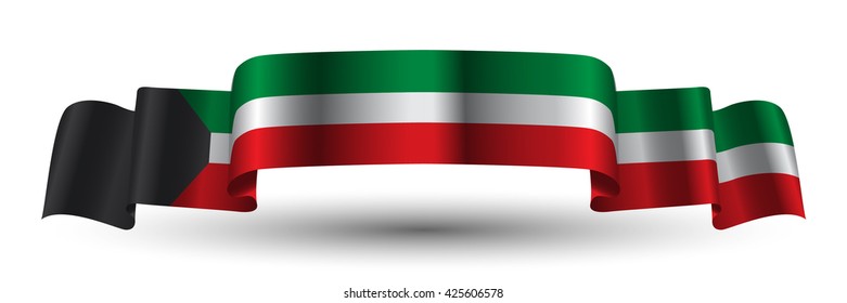 Kuwait flag ribbon on isolated background