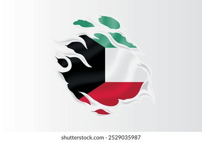 Bandera de Kuwait rasgado icono ilustración 