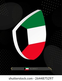 Kuwait Flag Shield icon in 3D on Dark Modern Abstract Rugby Background. Perfect for sports events, heritage themes, national celebrations, and patriotic designs.