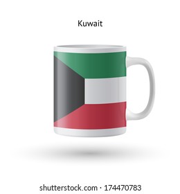 Kuwait flag souvenir mug isolated on white background. Vector illustration.
