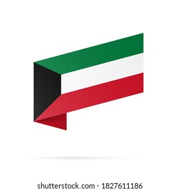 Kuwait flag state symbol isolated on background national banner. Greeting card National Independence Day of the State of Kuwait. Illustration banner with realistic state flag.