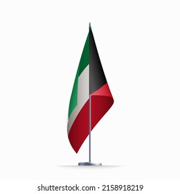 Kuwait flag state symbol isolated on background national banner. Greeting card National Independence Day of the State of Kuwait. Illustration banner with realistic state flag.