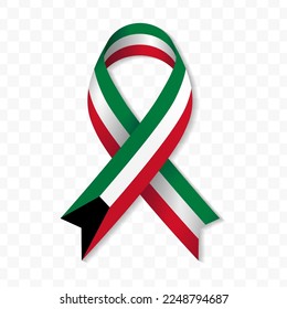 Kuwait flag stripe ribbon vector illustration on a transparent background vector image (PNG).